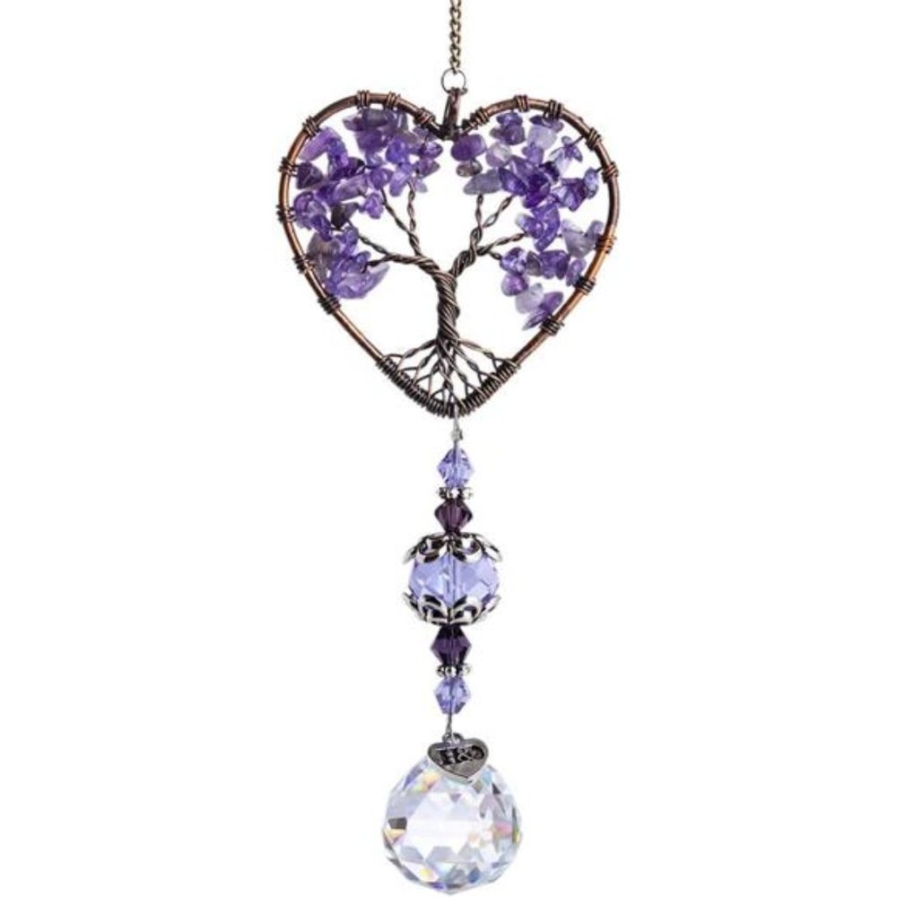 Sun Catcher Crystal Tree of Life Rainbow Maker Drops Hang for Window, Home Decor